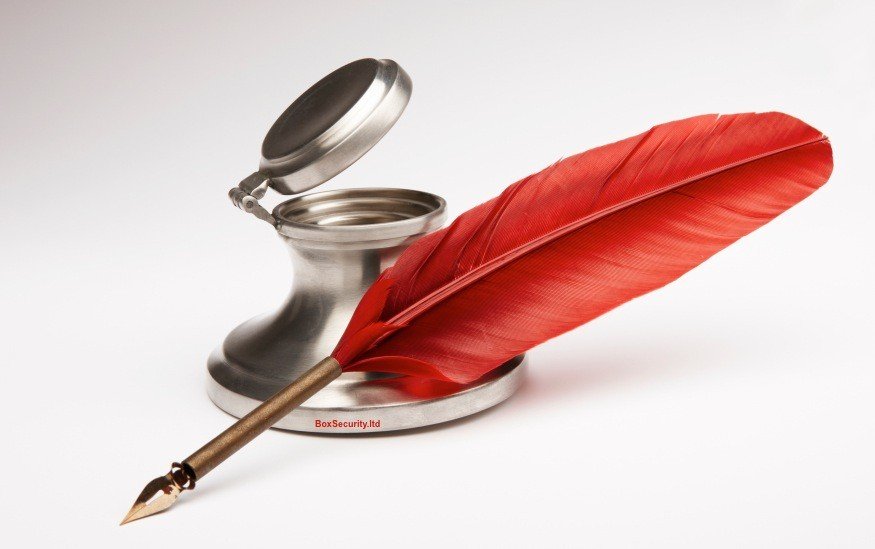 Antique Red Quill-Pen & Inkwell by BOX Security Ltd